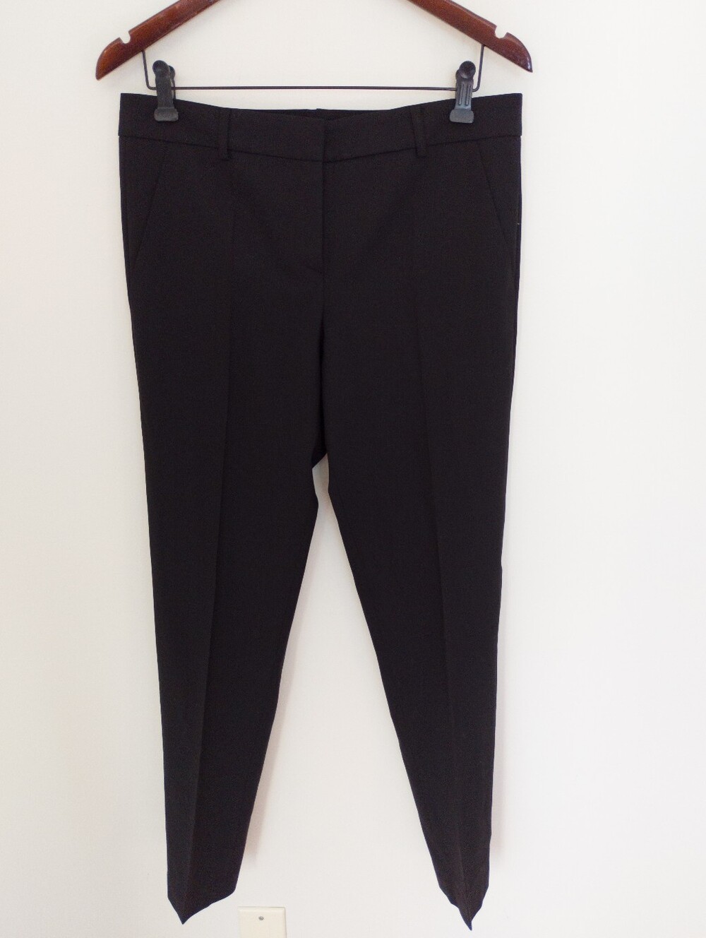 Judith & Charles Black Giverny B Stretch Wool Tailored Slim Trousers Size 8